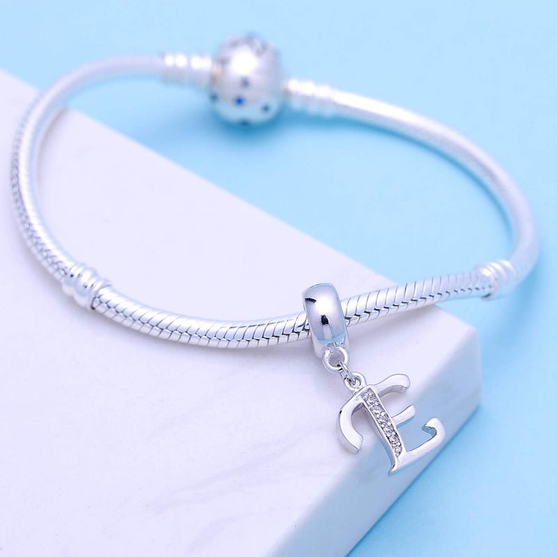 SOUKISS Letter E Charm Sterling Silver 925 Initial A-z Alphabet Beads Name Charm for Bracelet Charms - Image 2